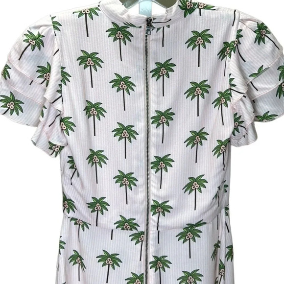 Alice & Olivia - “Macall” Short-Sleeve, Palm-Tree Print Romper - Size 0, Pink - Picture 8 of 17